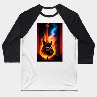 Flaming Guitar Baseball T-Shirt